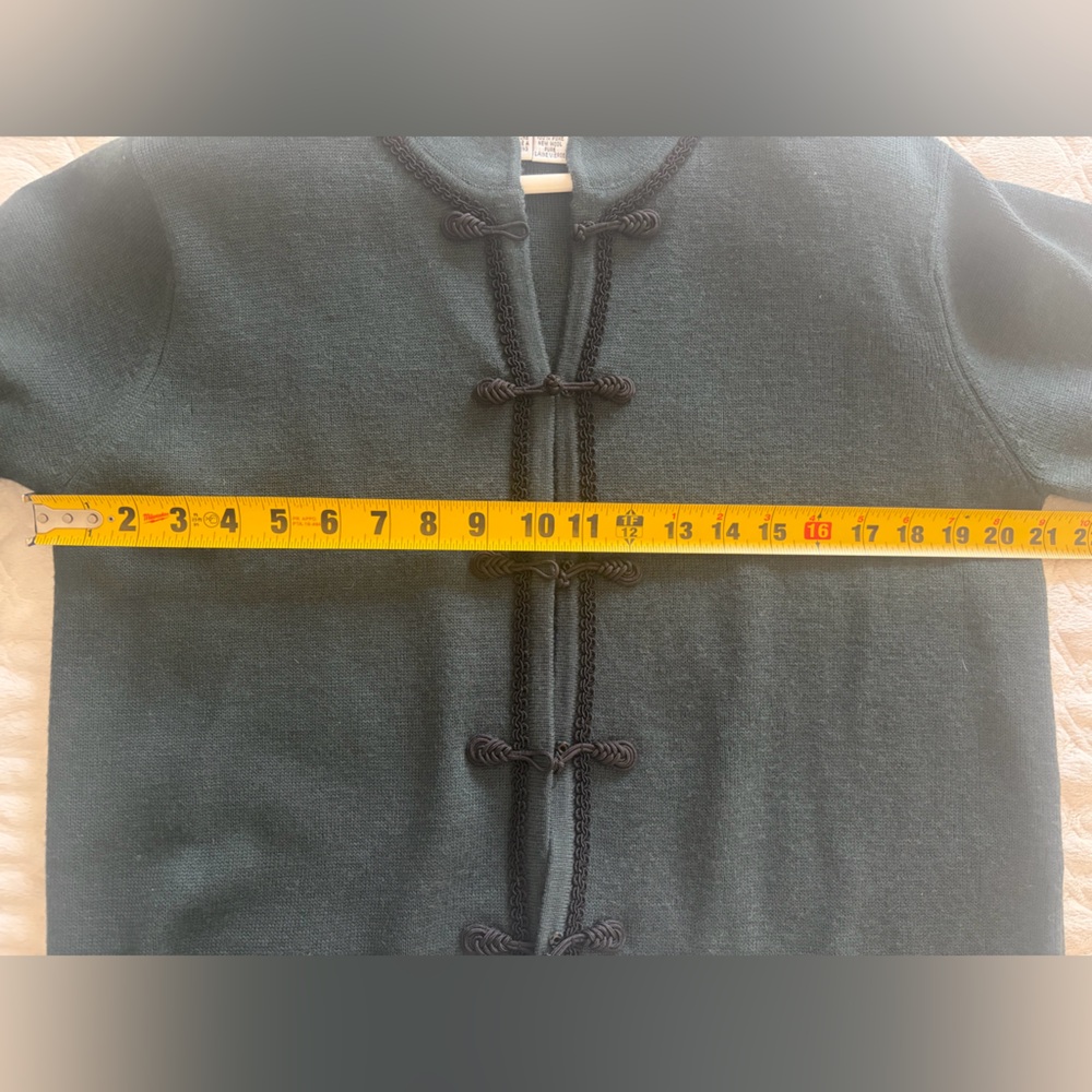 Talbots Teal Cardigan with Black Trim - Picture 5 of 7
